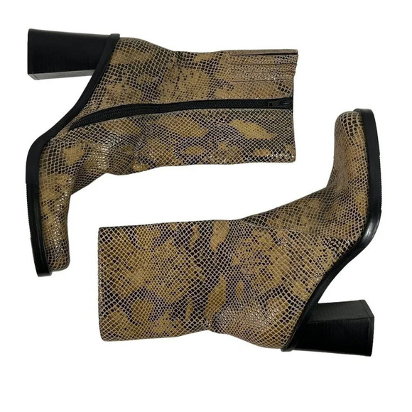 BASS AIME Leather Snakeskin Pattern Side 3" Heel Boots Zip US Size 6.5M - Picture 7 of 12